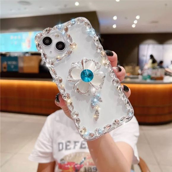 iPhone 14 pro max luxury 3D Flower Diamond Glitter clear - Picture 3 of 9